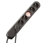 Bachmann SMART 381.148K pikendusjuhe, 6x Schuko, 3 m, ilma l&uuml;litita, must