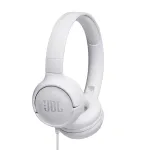 JBL Tune 500 JBLT500WHT k&otilde;rvale toetuvad k&otilde;rvaklapid, juhtmega, mikrofoniga, sassi mitte minev lame kaabel, valged
