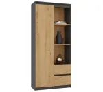 Top e Shop RS-80 BILY kontoriraamatukapp, antratsiitraam, tammepuust uks, 7 riiulit, 2 sahtlit, 1800&times;800&times;350 mm