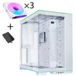 Lian Li O11 Dynamic EVO RGB PC-korpusekomplekt, Midi-Torn, ARGB, Karastatud Klaas + 3x UNI FAN SL-INF P&ouml;&ouml;rdlabaga Ventilaator - Valge