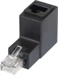 Renkforce 1362471 RJ45 v&otilde;rguadapter, Cat 5e, 90&deg; &uuml;lespoole nurga all, RJ45 pistik &ndash; RJ45 pesa, must
