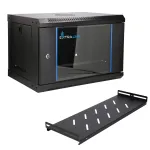 EXTRALINK LITE 6U 530X400 SEINAKINNITATAV RACK-KAPP MUST RIIULIGA