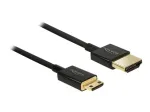 DeLOCK &otilde;huke Premium - Video-/Audio-/V&otilde;rgukaabel - HDMI - 36 AWG - HDMI, 19-kontaktiline (M) - Mini-HDMI-le, 19-kontaktiline (M) - 2,0m - Kolmekordne isolatsioon - Must (84778)
