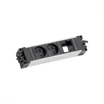 Bachmann 906.0238 STEP ALU laua elektri- ja andmemoodul, 2x Type E pesa, 2x Keystone pesa, 3m kaabel, h&otilde;bedane/must