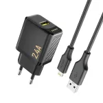 Dudao A23LEU Adapter 12W 1xUSB-A (kaasas 1m USB-A to Lightning kaabel) Must