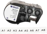 Brady M4C-375-422 isekleepuv vin&uuml;&uuml;l siltide kassett printeritele BMP41/BMP51/BMP53/M511, valge, 25,4 mm x 6,4 m