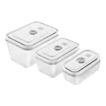 ZWILLING Fresh & Save 36803-003-0 ristk&uuml;likukujuline klaasist vaakumn&otilde;ude komplekt, 3 tk (S/M/L, 0,35/0,75/1,6 L), boorsilikaat, sobib mikrolaineahju/ahju/n&otilde;udepesumasinasse, hall/l&auml;bipaistev
