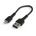 StarTech.com 6 tolli (15cm) Vastupidav Must USB-A kuni Lightning kaabel &ndash; Tugev T&ouml;&ouml;kindel Aramiidkiuga USB Type A kuni Lightning Laadija / S&uuml;nkroonimise Toitejuhe &ndash; Apple MFi sertifitseeritud iPad / iPhone 12