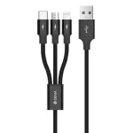 USB 3-in-1 laadimis-/andmekaabel Devia Kintone Series &mdash; Lightning, Micro-USB, USB-C, 1,2 m, must