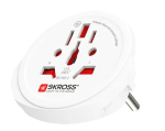Reisiadapteri pistik SKROSS World to Europe &mdash; universaalne sisend Euroopa pistikupessa, valge, 64&times;58&times;47 mm