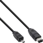 InLine FireWire 400 IEEE1394 kaabel, 4-pin pistik - 6-pin pistik, 1,8 m, must