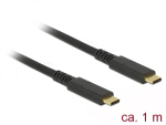 DeLOCK 85207 USB-C &ndash; USB-C kaabel, USB 3.1 Gen 2 10 Gbps, PD 3.0 60 W, E-Marker, koaksiaalne, 1 m, must
