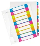 Leitz Indices Printable PP A4+ 1-10 WOW, Numbriline sakkide register, Pol&uuml;prop&uuml;leen (PP), Mitmev&auml;rviline, R&otilde;htpaigutus, A4 Maxi, 245 mm