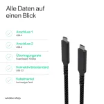 Flexline USB-C to USB-C kaabel, USB 3.2 Gen 2, 100W PD, punutud nailon, 1m (FL31-75004)