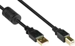 GoodConnections USB 2.0 kaabel USB Type A &ndash; USB Type B ferriits&uuml;damiku ja kullatud pistikutega, must, 5 m (GC-M0083)