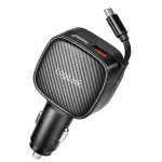 LogiLink USB autolaadija, 3 porti, sh sisset&otilde;mmatav USB-C kaabel, 60W, PD, QC, must