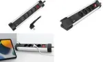 LogiLink LPS278U lauaarvuti toiteplokk, 4 AC-pistikupesa, USB-A QC 3.0 ja USB-C PD 3.0, 1,5 m kaabel, must/h&otilde;be