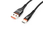 Accura USB-A USB-C 2,0 m kummist kaabel 5V/2A must