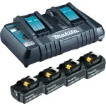 Makita DC18RD &ndash; akulaadija + aku 4 x &ndash; Li-Ion &ndash; 6 Ah &ndash; 108 Wh &ndash; 2 aku laadimine (199485-6)