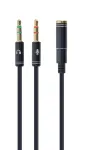 Audioadapter Gembird CCA-418M 3,5 mm emane 2 &times; 3,5 mm isasele, 0,2 m, must