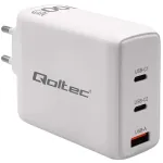 Laadija QOLTEC 100W GaN USB-C Dual PD 5&ndash;20V 1.5&ndash;5A, 2&times;USB-C