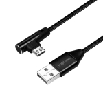 LogiLink CU0142 USB 2.0 kaabel, USB-A &ndash; Micro-USB B (nurgaga 90&deg;), punutud, 1 m, must