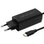 GaN 90W laadija QOLTEC 52420 USB-C PD 5&ndash;20 V 3 A/4,5 A v&auml;ljund, 220&ndash;240 V sisend, 1,8 m kaabel, must