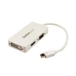 StarTech.com Travel A/V Adapter: 3-in-1 Mini DisplayPort VGA DVI v&otilde;i HDMI konverterile - Valge
