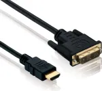 helos BASIC DVI-D (18+1) HDMI-adapterkaabel, Single Link, Full HD, 1,5 m, varjestatud, must