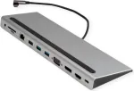 VALUE USB 3.2 Gen 2 Type C Mitmepordiline Dokkimisjaam, 4K HDMI/DP, VGA, USB, Kaardilugeja, PD, LAN, Heli (12.99.1117)