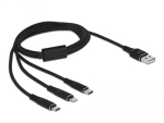 USB-laadimiskaabel DeLOCK 3-in-1 Type-A - Lightning / Micro USB / USB USB-C, 1 m, must