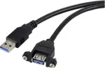 Renkforce USB-kaabel USB 3.0 USB-A Pistmik, USB-A Pistikupesa 1,00 m Must paigaldamiseks, kruvilukuga RF-5720388 (RF-5720388)