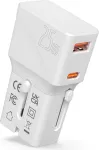 VALUE USB Travel Charger, EU/UK/US, 2x USB (A+C), 25W