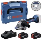 Bosch Professional GWS 18V-11 S juhtmevaba nurklihvija komplekt 2x 4.0Ah akuga, laadija ja L-BOXX