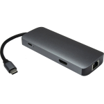 USB-C mitmepordiline jaotur INTER-TECH H-428 &mdash; USB 3.2 Gen 1 USB-C host, HDMI, USB-A, SD/MicroSD, Gigabit Ethernet, 5000 Mbit/s