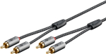 Helikaabel WENTRONIC Goobay 65291 &mdash; 2&times;RCA isane 2&times;RCA isasele, 0,5 m, vask, kullatud kontaktid, magnetiliselt varjestatud