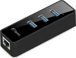 Fantec UMP-3UE1000 - V&otilde;rguadapter - USB3.0 - Gigabit Ethernet x 1 + USB3.0 x 3 - must (1959)