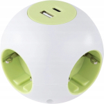 Pistikupesa kuubik REV PowerGlobe 4-kohaline USB-portidega, valge, 1,4 m kaabel