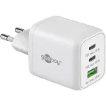 USB-C kiirlaadija Nano, PD, GaN, 65 W (valge, 1x USB-A, 2x USB-C PD, Charge 3.0)