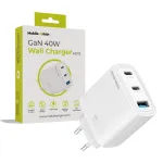 Mobile Origin 40W GaN Laadija MO13 Valge 1x USB-A + 2x USB-C