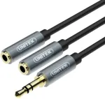 UNITEK Y-C956ABK 3.5mm Mini Jack Isane 2x 3.5mm Emas Audio Splitter Adapteri Kaabel - Must