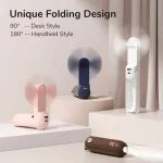 JISULIFE Handheld Fan 8 Valge Kaasaskantav USB Ventilaator Power Bank 2000mAh ja Taskulambiga