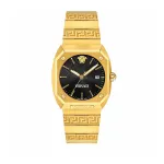 VERSACE Women's VE8F00424 Quartz Watch, 44mm Black Dial with Leather Strap