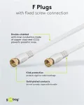 Wentronic Goobay SAT-&uuml;henduskaabel, 100% varjestatud, kullatud, valge, 7,5 m - F-pistik F-pistikule (67294)