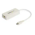 StarTech.com USB-C Gigabiti Etherneti adapter koos USB-A pordiga &ndash; valge, 1 Gbps NIC, USB 3.0/USB 3.1 USB-C v&otilde;rguadapter &ndash; 1 GbE USB-C RJ45/LAN, TB3-ga &uuml;hilduv, Windows, MacBook Pro, Chromebook