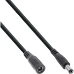 InLine DC pikenduskaabel, DC isane/emane 5,5x2,5 mm, AWG 18, must 1 m
