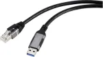 Renkforce USB, v&otilde;rguadapteri kaabel [1x USB 3.2 Gen 1 A-pistik (USB 3.0) - 1x RJ45-pistik] 1,80 m Alumiiniumpistik (RF-6055784)