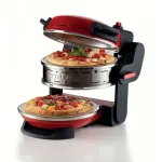 Ariete 927 Pizzeria, topeltpizzaahi, 2 pitsat 4 minutiga, 2300 W, 2 tulekindlat kivi, 2 termostaati, l&auml;bim&otilde;&otilde;t 32 cm, 5 k&uuml;psetustaset, 2 roostevabast terasest pitsalabidat, punane
