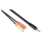 Good Connections peakomplekti adapter, 3,5 mm pistik &ndash; 2x 3,5 mm pesa, OMTP, 0,2 m, must (AD-HS03)