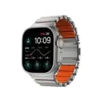 NOMAD Stratos Band - titaanist k&auml;ev&otilde;ru Apple Watch 49mm jaoks FKM-iga (looduslik titaan, ultraoranž FKM)